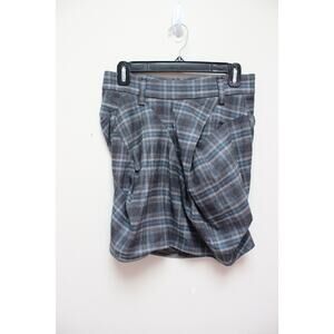 Brunello Cucinelli Plaid Gray Drape Wool Mini Skirt Size 2